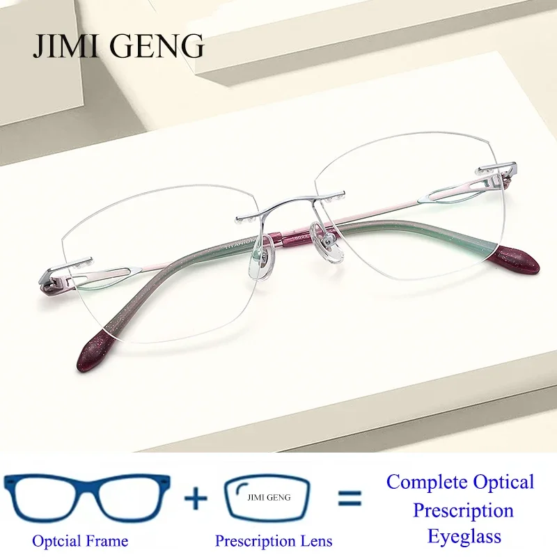 

Luxury Brand Rimless Myopia Glasses Women Frameless Anti-blue Light Ultralight TitaniumThin Temples Eyewear Diopter Prescription