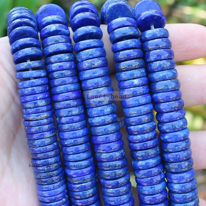 100% Natural Lapis Lazuli Rondelle Gem Stone Loose beads 7/15inch ,For DIY Jewelry Making !