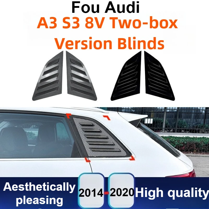 

For Audi A3 S3 8V Hatchback 2014-2020 Rear Side Window Louvers Triangle Quarter Glass Panel Cover Trim Stickers Modification