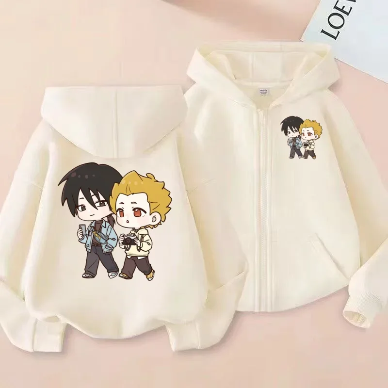 الأطفال سستة سترة الشارع نمط Q نسخة أنيمي مزدوجة مطبوعة هوديي قمة الموضة العصرية #3