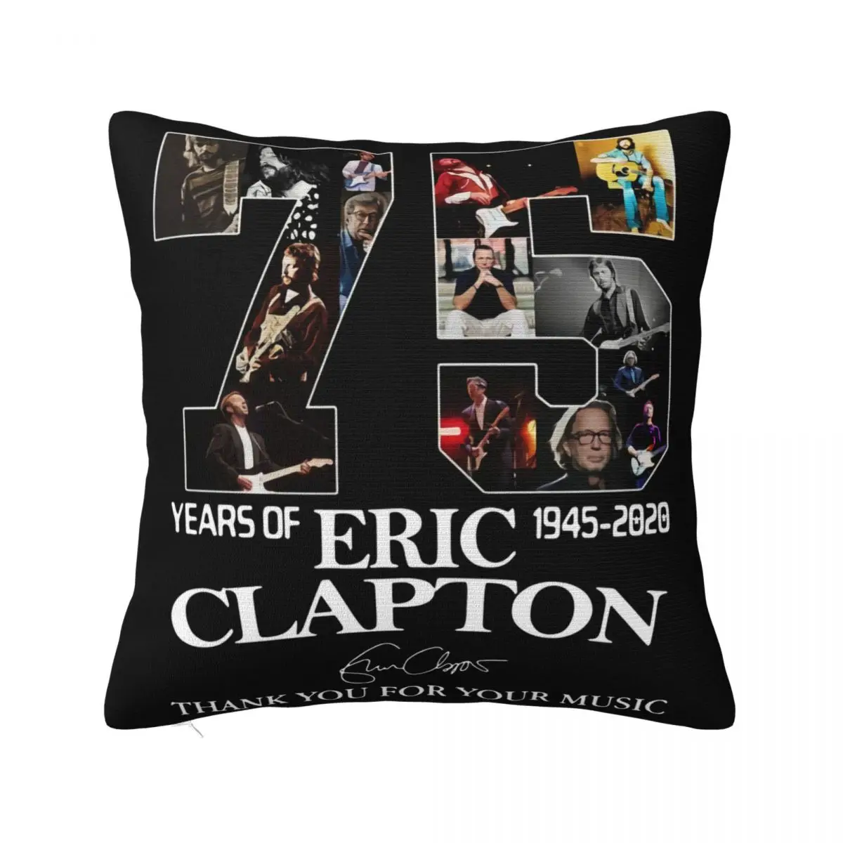 Eric Clapton 75 Years Of Eric Clapton Signature Dark Grey Woman Holiday Fitness Hot Sale Pillow Case