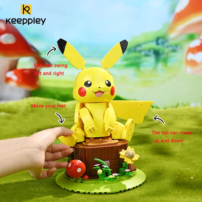 New Pokemon Keeppley Building Blocks Original Kawaii Pikachu 26CM large Assemble Decoration Model Children's Toys Girl Boy Gift