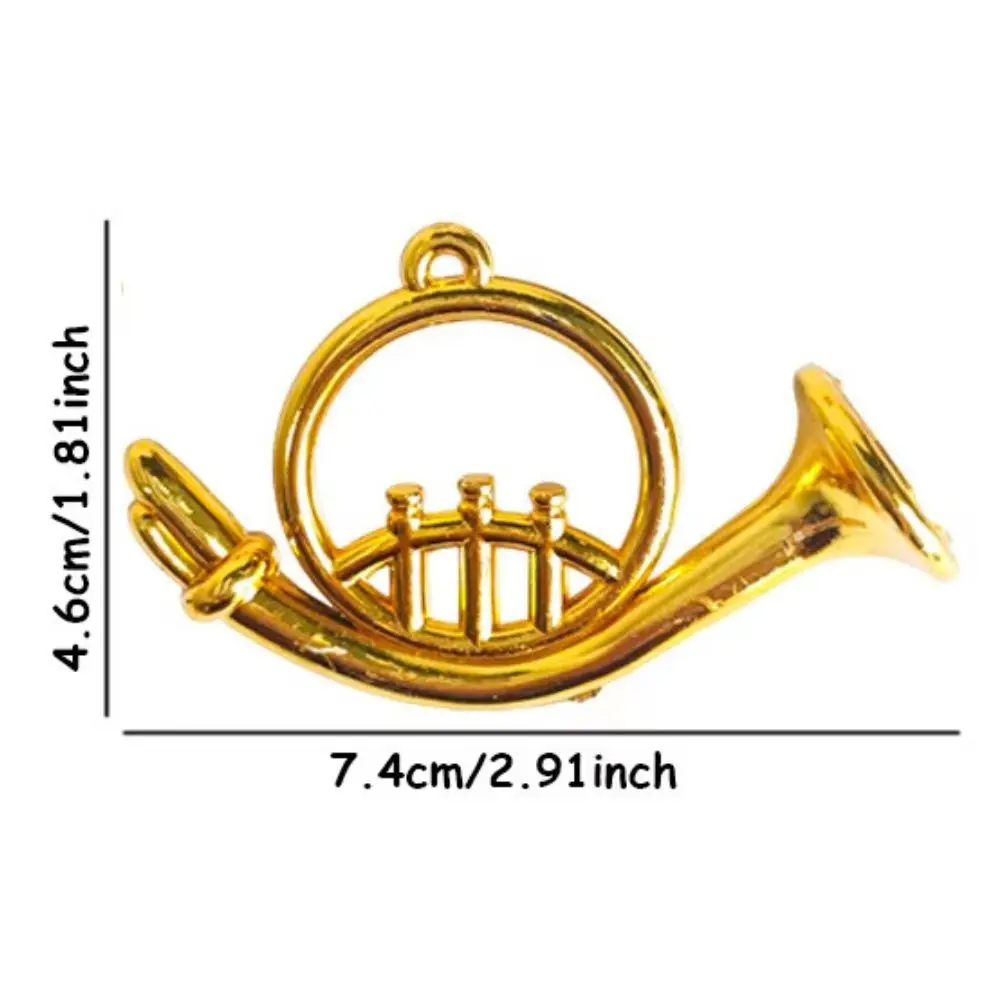 10pcs 2.91inch Golden Big Horn Blowing Instrument Model Holiday Festive Decorations Mini Dollhouse Toy House Accessories YMY