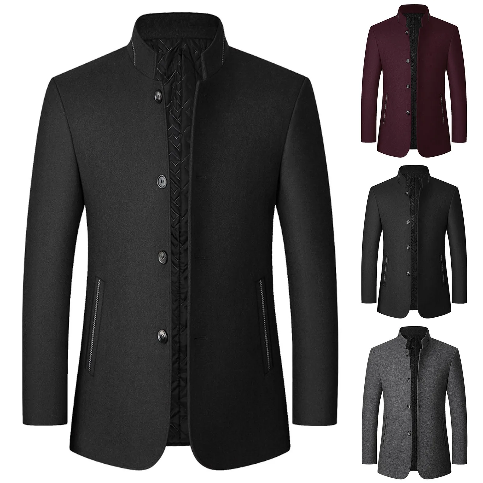 Men Cashmere Blazers Suits Jackets Stand-up Collar Business Casual Suits Coats Male Slim Fit Blazers Jackets Blazers Coats