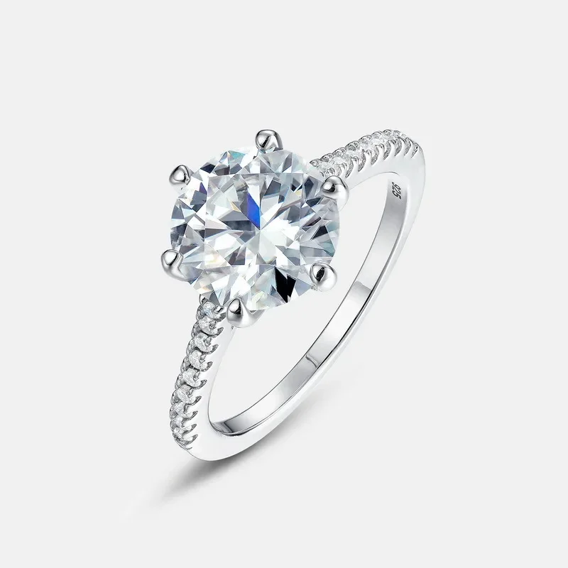 Classic Oversized Moissanite Closed Ring 18K Gold Inlaid with Colored Baby Stones PT950 Platinum Claw Engagement Ring