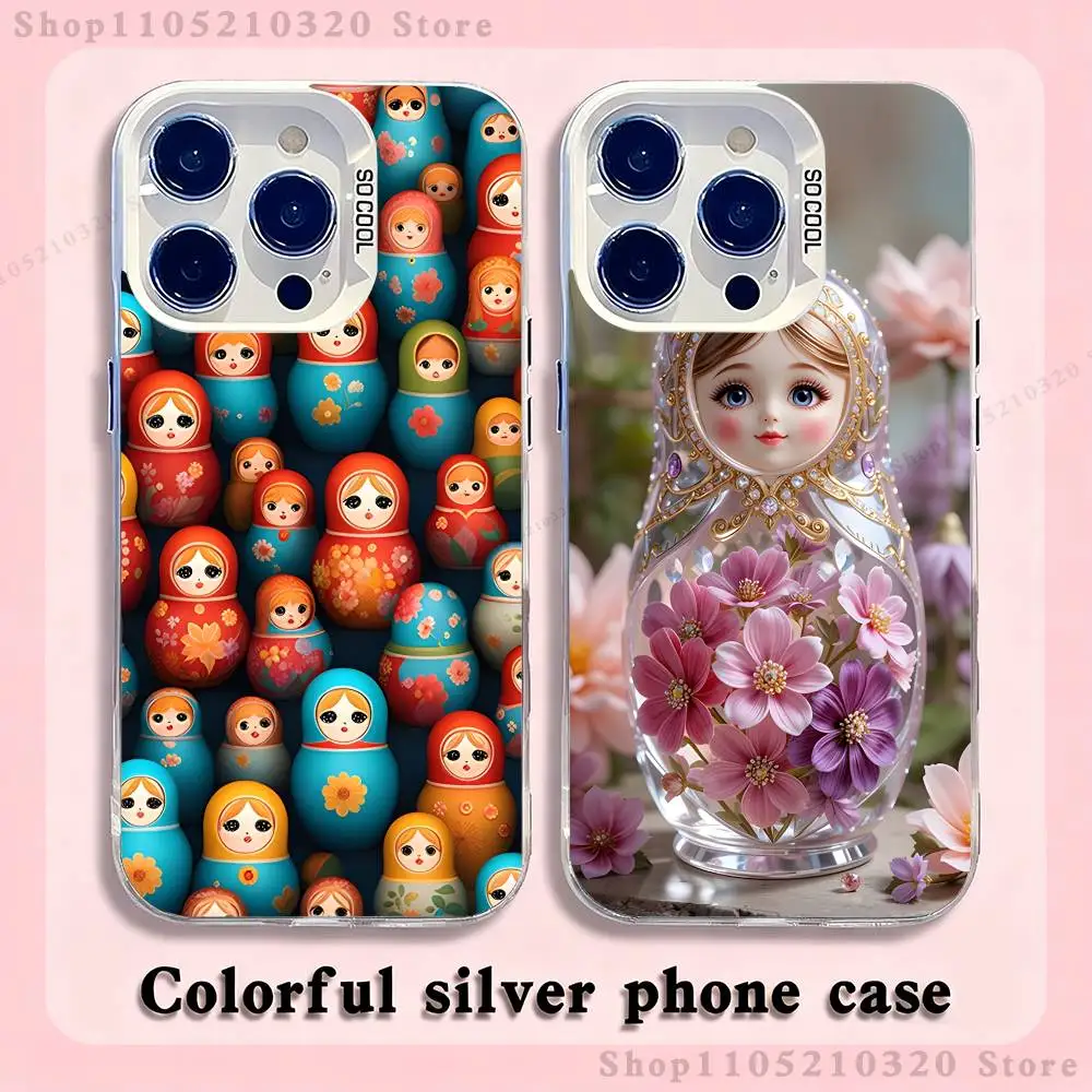 

Russian Doll Matryoshka Phone Case For iPhone 17,16,15,14,13,12,11,Pro,XS,Max,Plus,Mini,SE4,E white Matte Shockproof Cover