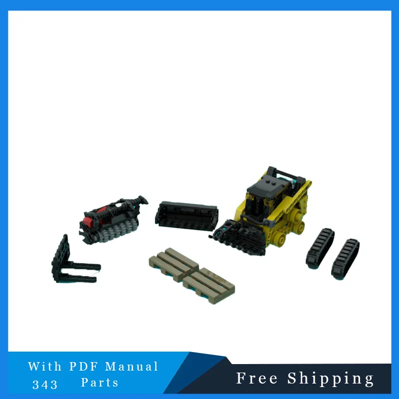 343-Teile MOC-Technologie Bagger Baufahrzeug Modulares Modell DIY Baustein Abnehmbarer Gabelstapler Spielzeug Weihnachtsgeschenke