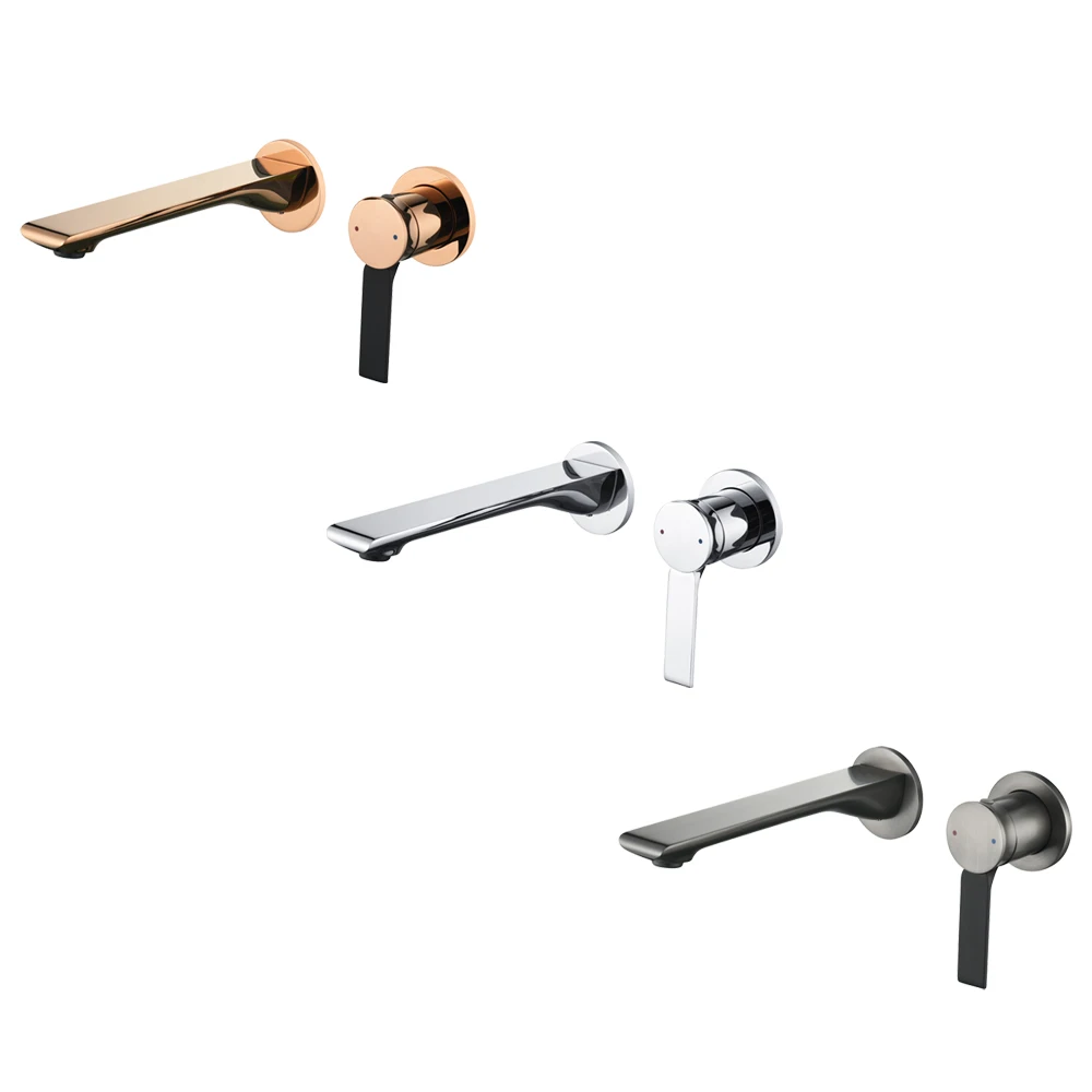 

High End All Copper Wall Mounted Basin Faucet Embedded Vessel Sink Faucet Hot and Cold Water Tap Bathroom Mixer Washbasin Faucet