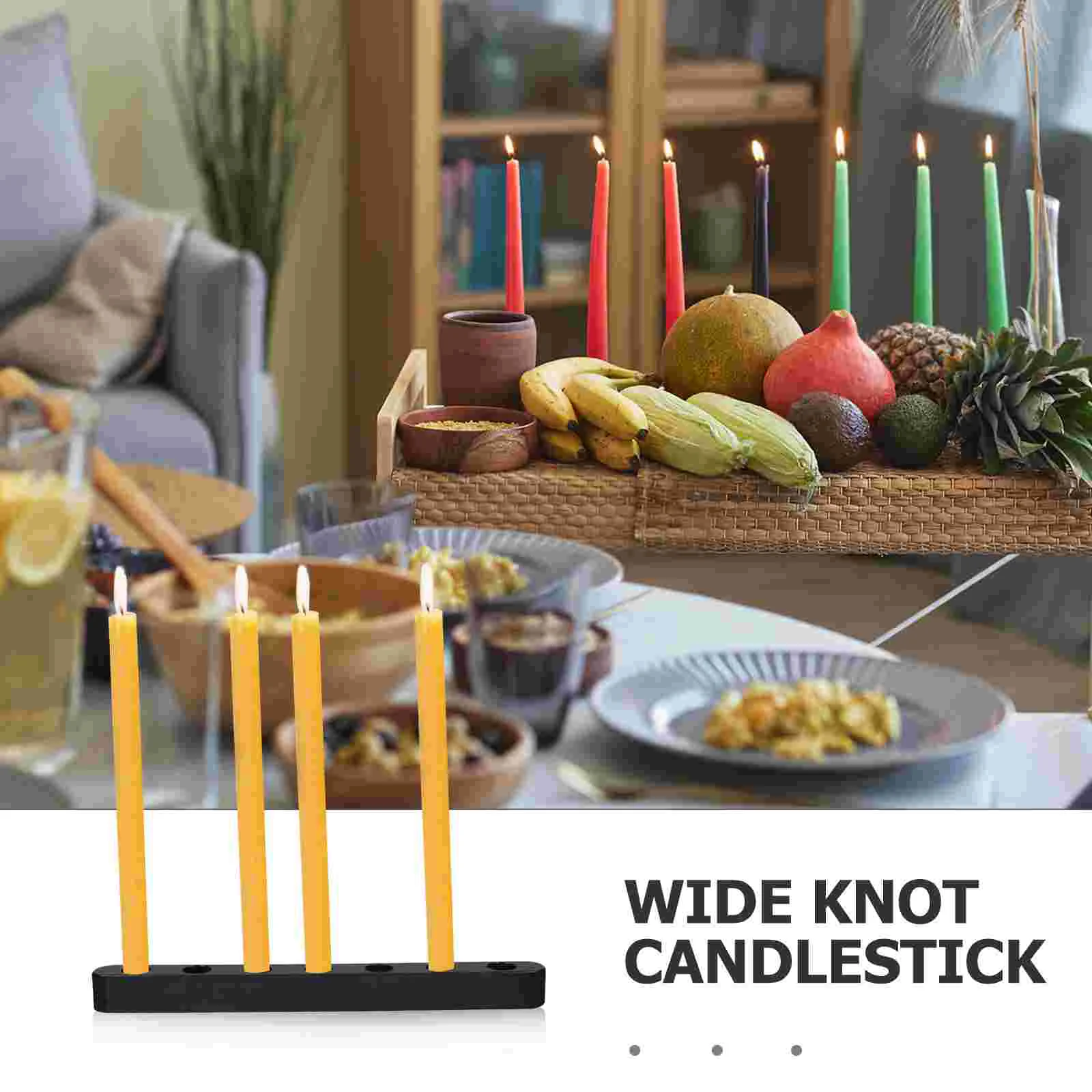 Seven Hole Candlestick Holder Ornament Holders Tall Retro Taper Kwanzaa Canlde Black Centerpieces for Tables