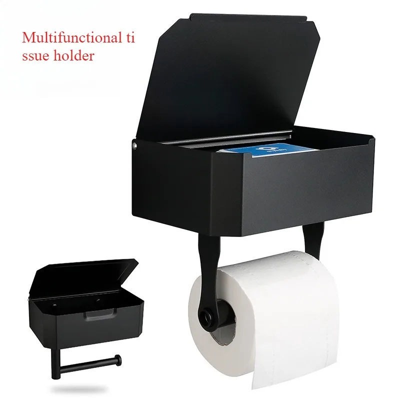 Wall Mounted Toilet Paper Holder with Shelf, No Drilling Required, Drawer Style Tissue Box, Essential Bathroom Organizer