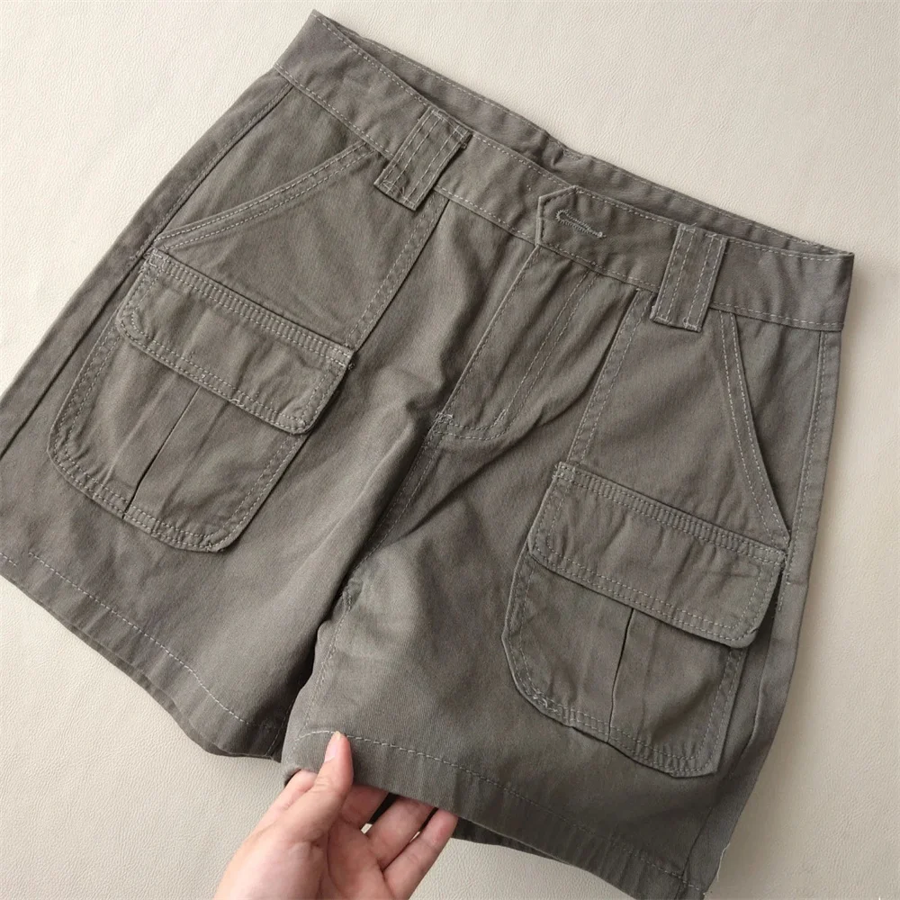 

2025 Solid Y2k Vintage Cargo Denim Shorts Women American Retro Harajuku Solid Loose Jeans Casual Pocket Summer Chic Streetwear