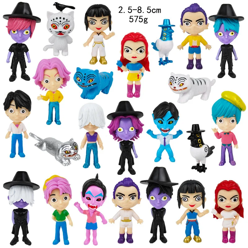 

24/18 pcs Anime Demon Hunters Rumi Mira Zoey Model Kpop Demon Hunters Action Figure Toy Derpys Tiger Figurine Doll For Fans Gift