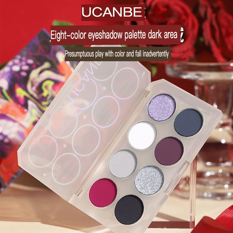 

Ucanbe 8-color Eyeshadow Palette, Dark Gothic Style Eyeshadow, Cool Dark, European And American Punk Cosplay Smoky Eye Makeup