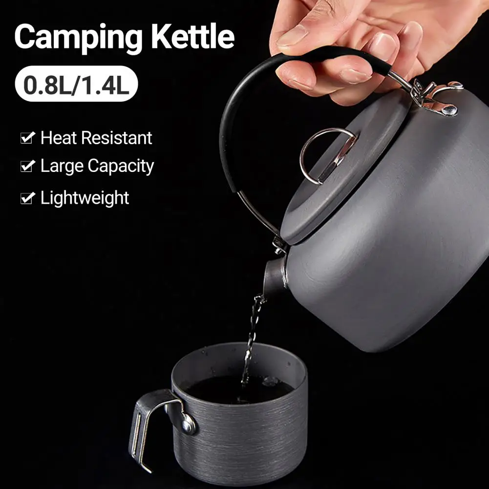 

0.8L/1.4L Camping Kettle Heat Resistant Large Capacity Lightweight Outdoor Water Kettle Teapot Coffee Pot Tableware For Picnic