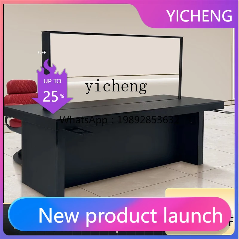 

LYY Barber Shop Hair Salon Mirror Perm and Dyeing Area Hair Cutting Seat Mirror Table Electric Lift Makeup