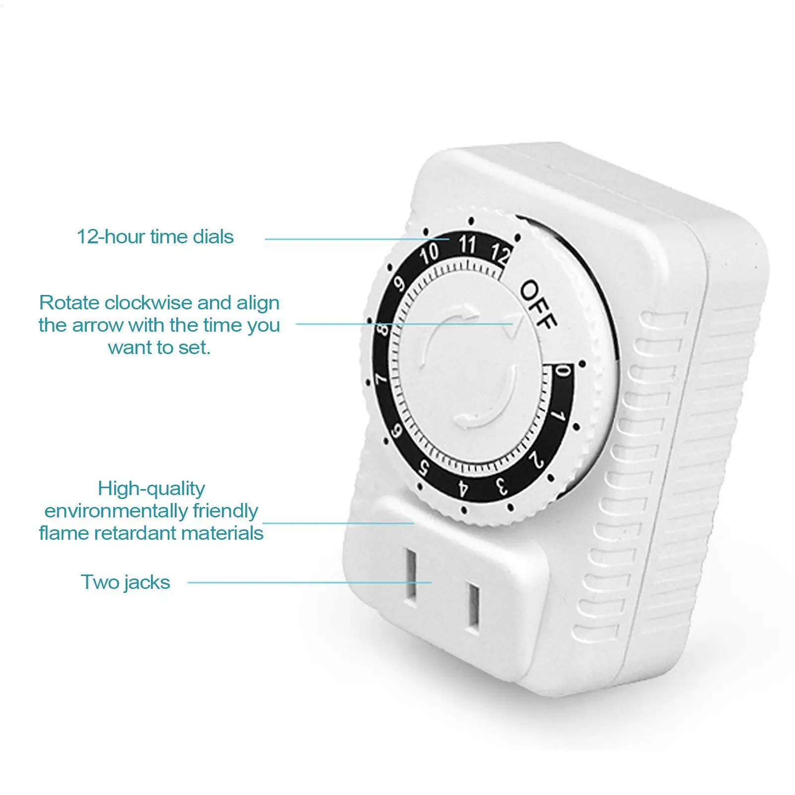 12 Hour plugs-in Mechanical Electric Outlet Timers Switches Energy-saving Outlet Timers for Motorcycles Charging US standard