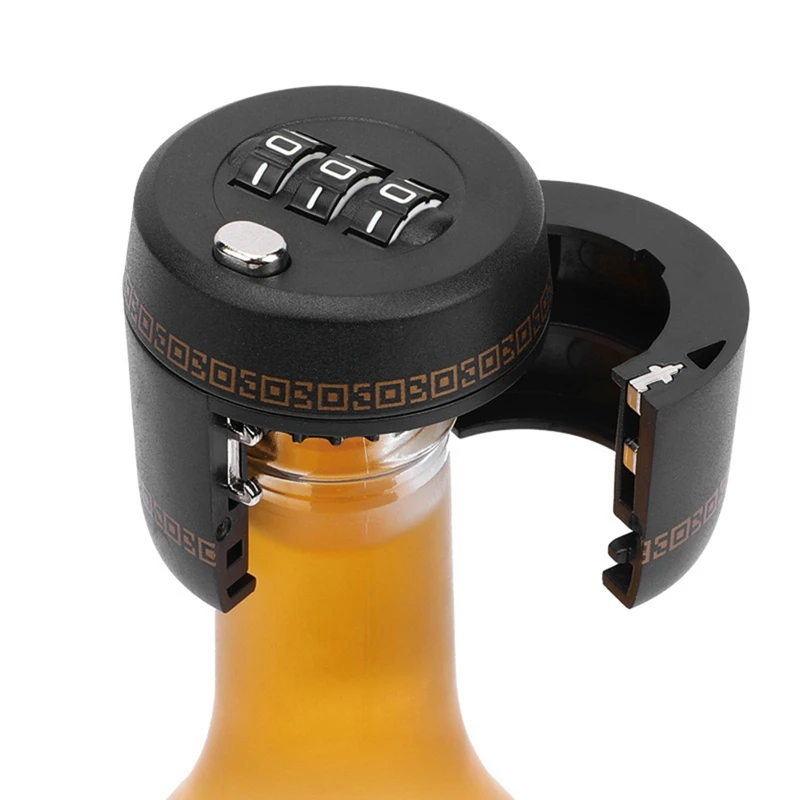 Plastic Wine Bottle Lock Secret For Wine Stopper Bottle Cap With Password Bar Wine Accessories Gifts Black