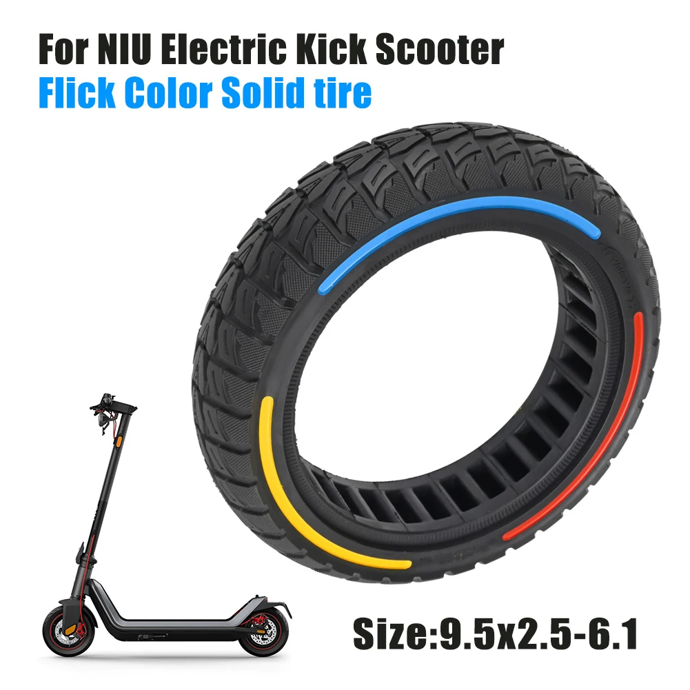 

9.5x2.5-6.1 Electric Scooter Solid Tire Replacement for NIU Eectric Kick Scooter Flick Color Solid Shock-absorption Rubber Tire