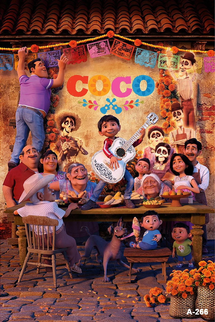 ستارة خلفية من Coco للكرنفال المكسيكي لحفلات أعياد ميلاد الأطفال خلفية صور مخصصة ستارة خلفية للزينة