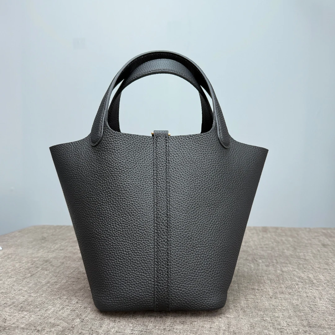 Damen Tasche Echtes Leder Oberer Griff Tragetasche Große Kapazität 3 Größen Hand Schulter Designerstil Eimerform Strukturiert Minimalistisch Tägliche Verwendung Büro Einkauf Eimerform Strukturiert Minimalistisch – Detail 15
