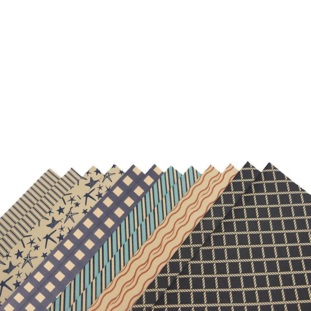 Retro Gift Paper Sea Star Decorative Packaging Paper Blue Grid Wrapping Blue Sea Star Pattern Paper For Bouquet Packaging Gift