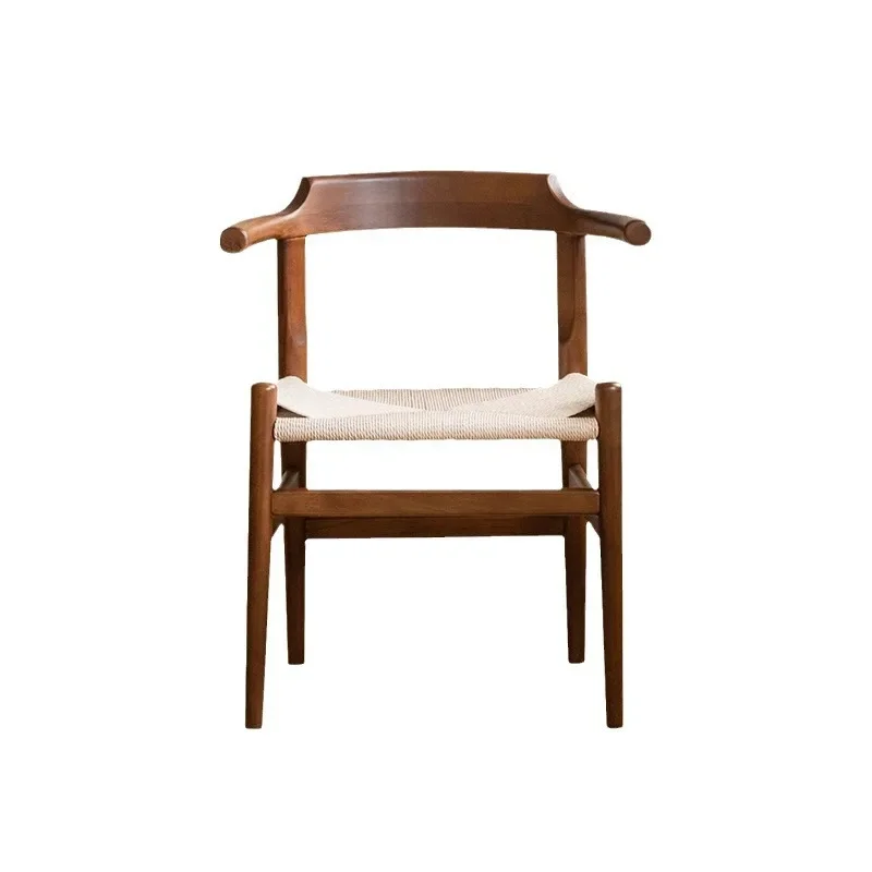 Nordic solid wood dining table and chairs, simple Japanese rattan for home use, cushions, books, tables and chairs, black walnut