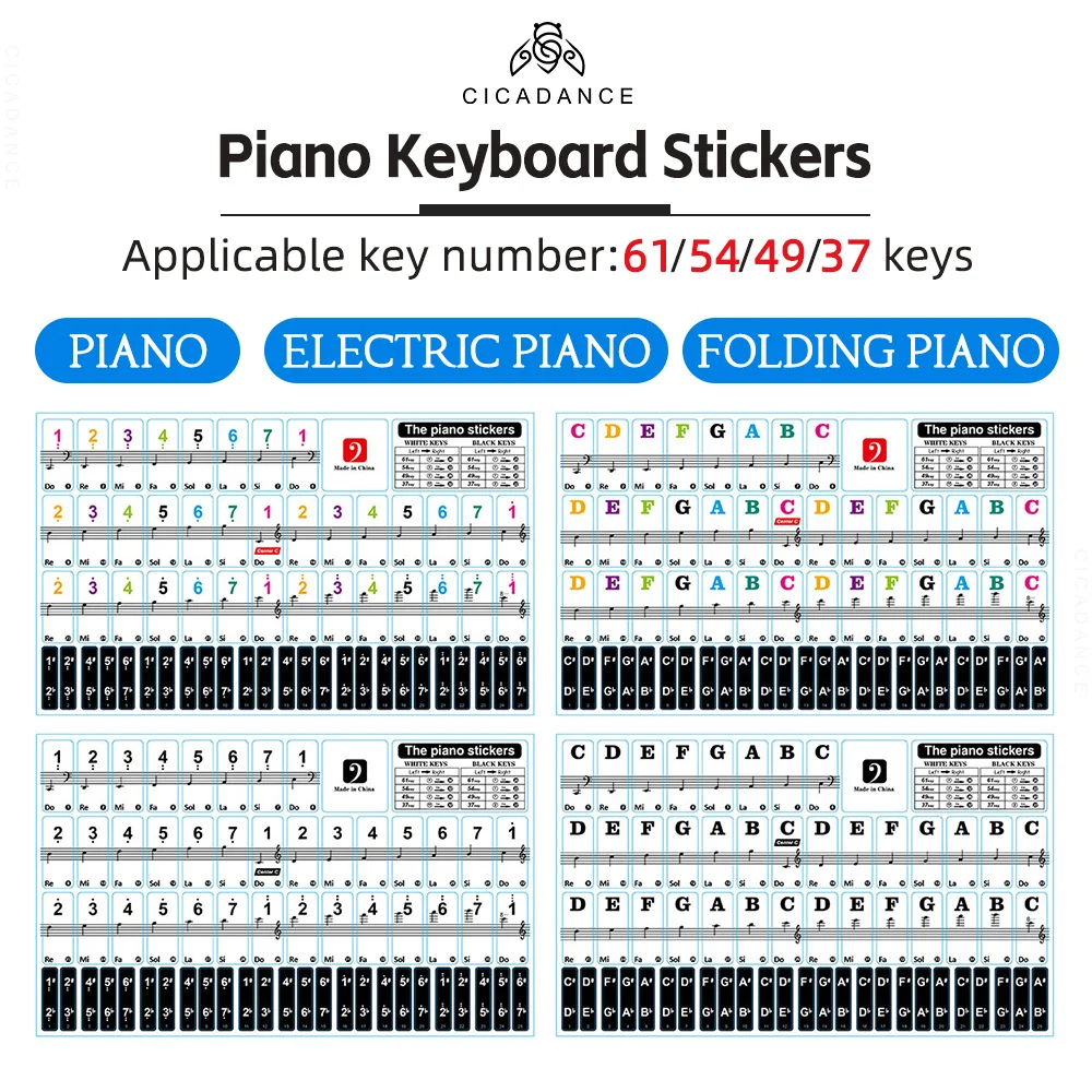 

Прозрачные музыкальные заметки, наклейки на клавиатуру, съемные символы для 61/54/49 клавиш, пианино, электронная клавиатура, пианино, музыкальные детали