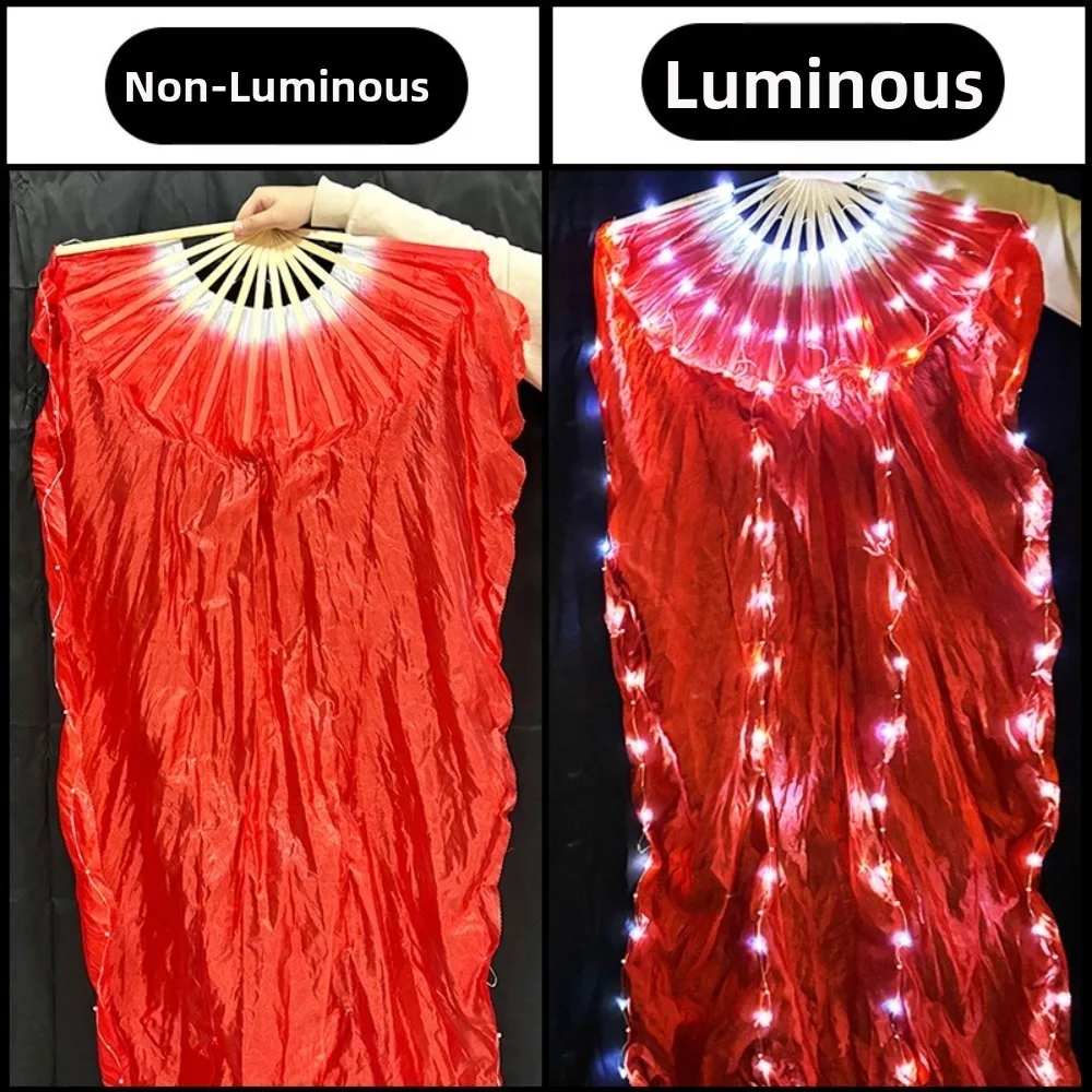 Multi Color Luminous Dance Fan Classical Battery Powered Stage Performance Fan Glowing with LED Lights Illuminated Fan