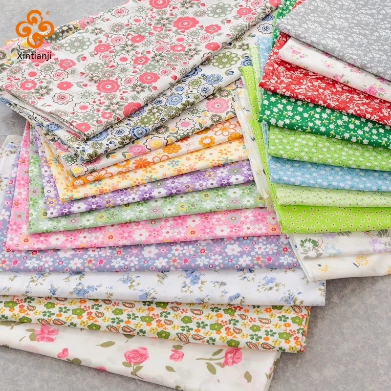 100x150cm Random Color Floral,Grid,Dots,Stripes Patchwork Fabric Thin Plain Cotton Fabric By Meter Needlework Sewing Accessories