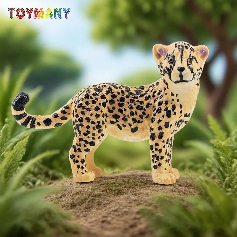

Toymany Simulation Cheetah Jaguar Cub Wildlife Animal Model Toy Mini Figures Dolls Action Figurines Toys Children Gift