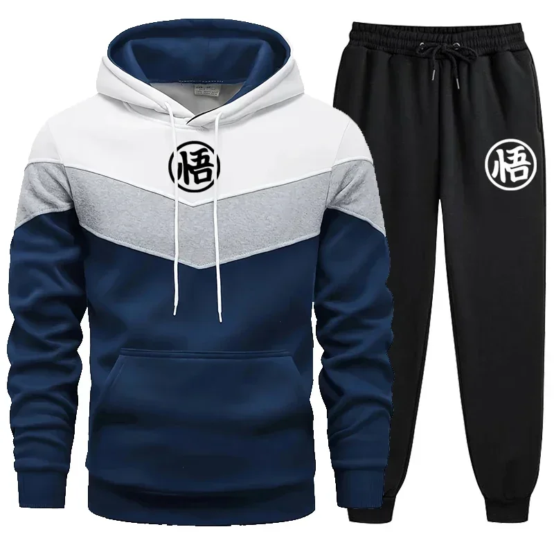 

2025 Spring and autumn winter men's casual pullover hoodie + trousers two-piece set, fashion printed outdoor jogging fitness wea