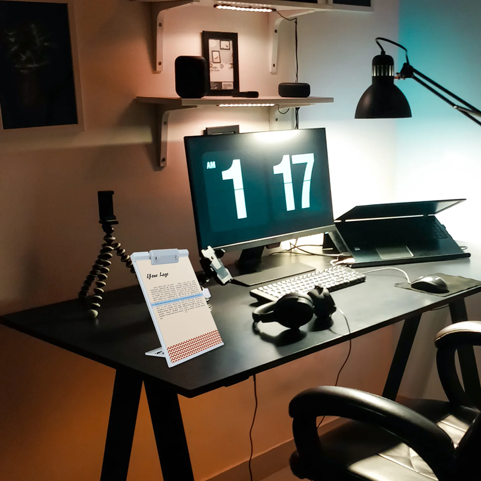 حامل ورق قابل للتعديل حامل مستندات سطح المكتب للكتب والمجلات والصحف وحامل القراءة وحامل البلاستيك لتوفير المساحة #5