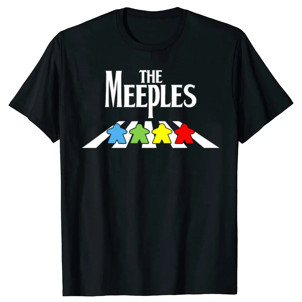 

Meeple Road Crossing Board Game Graphic Tee Crew Neck Short Sleeve Unisex Cotton T-Shirt