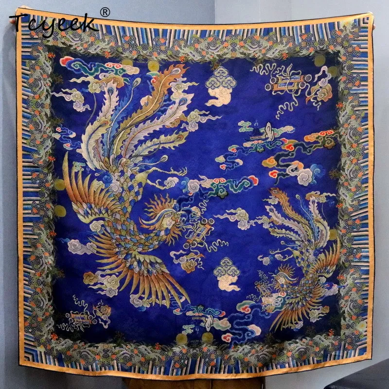 

Tcyeek, 100%Real Silk XiangYunSha Elegant Scarf, Women Double Side Phoenix, Mom's Gifts 2024 Spring Fashion Scarves A43266QC