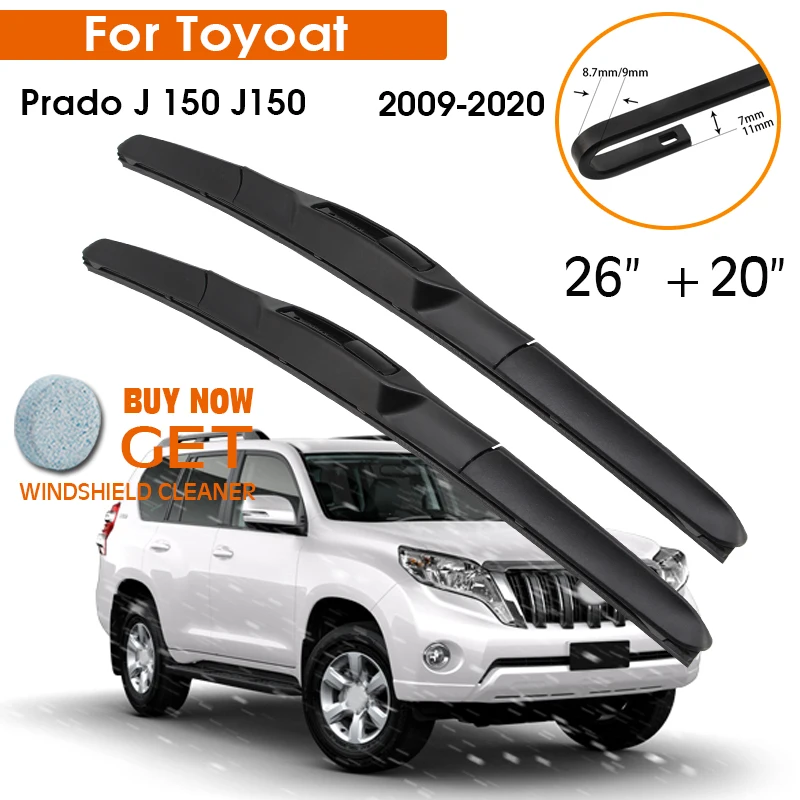 Car Wiper Blade Blades For Toyota Prado J 150 J150 2009-2020 26"+20" Windshield Windscreen Clean Rubber Silicon Cars Wipers