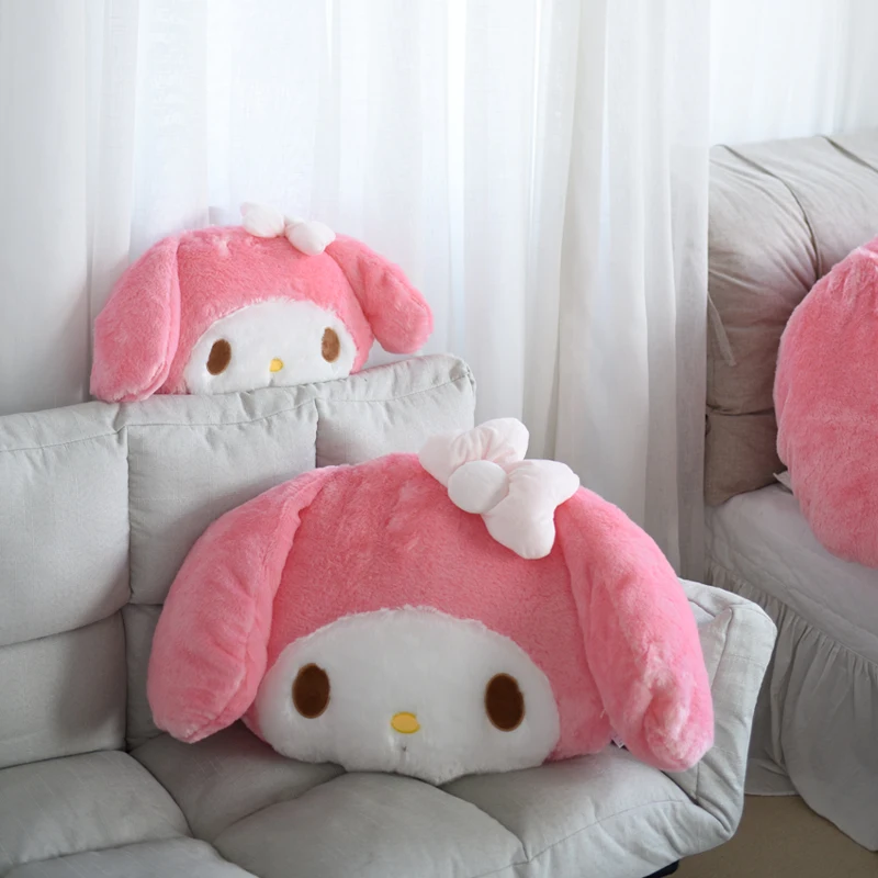 Adorável sanrio minha melodia brinquedo de pelúcia minha melodia abraço travesseiro confortável almofada traseira rosa melodia plushies sofá travesseiro decorativo