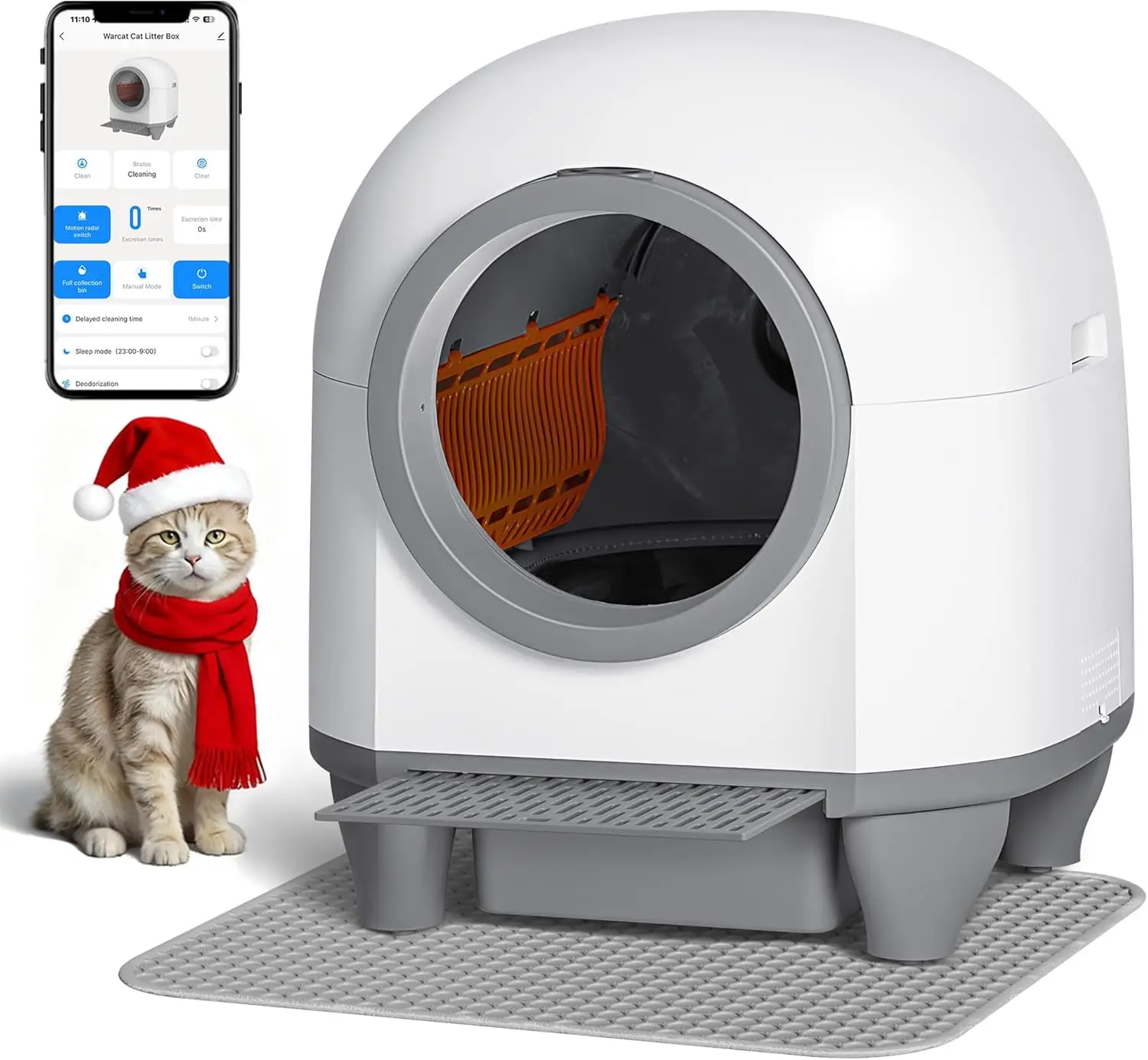 

Автоматический самоочищающийся лоток для кошек, 90 л, большой объем для нескольких кошек - управление через приложение, с защитой от несанкционированного доступа, в комплекте