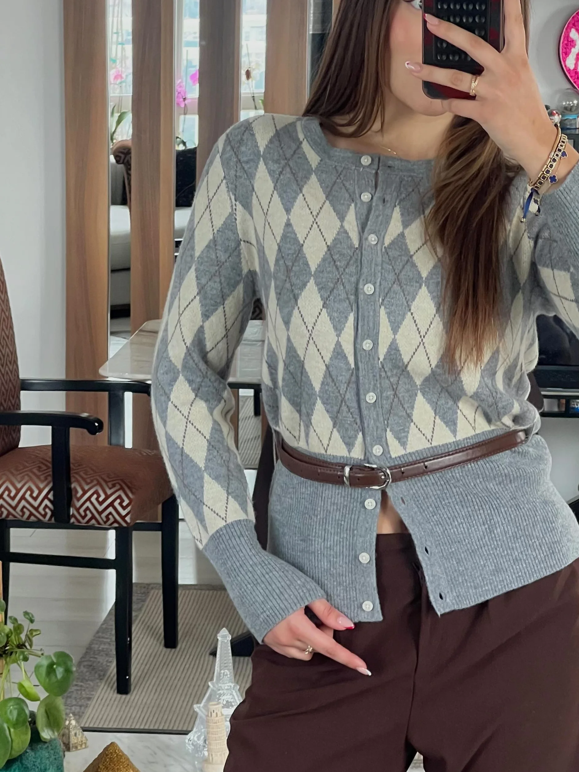 ربيع المرأة موضة الجولة الرقبة محبوك سترة طويلة الأكمام سترة مع حزام الديكور سترة شق تنحنح الورك ميدي تنورة دعوى