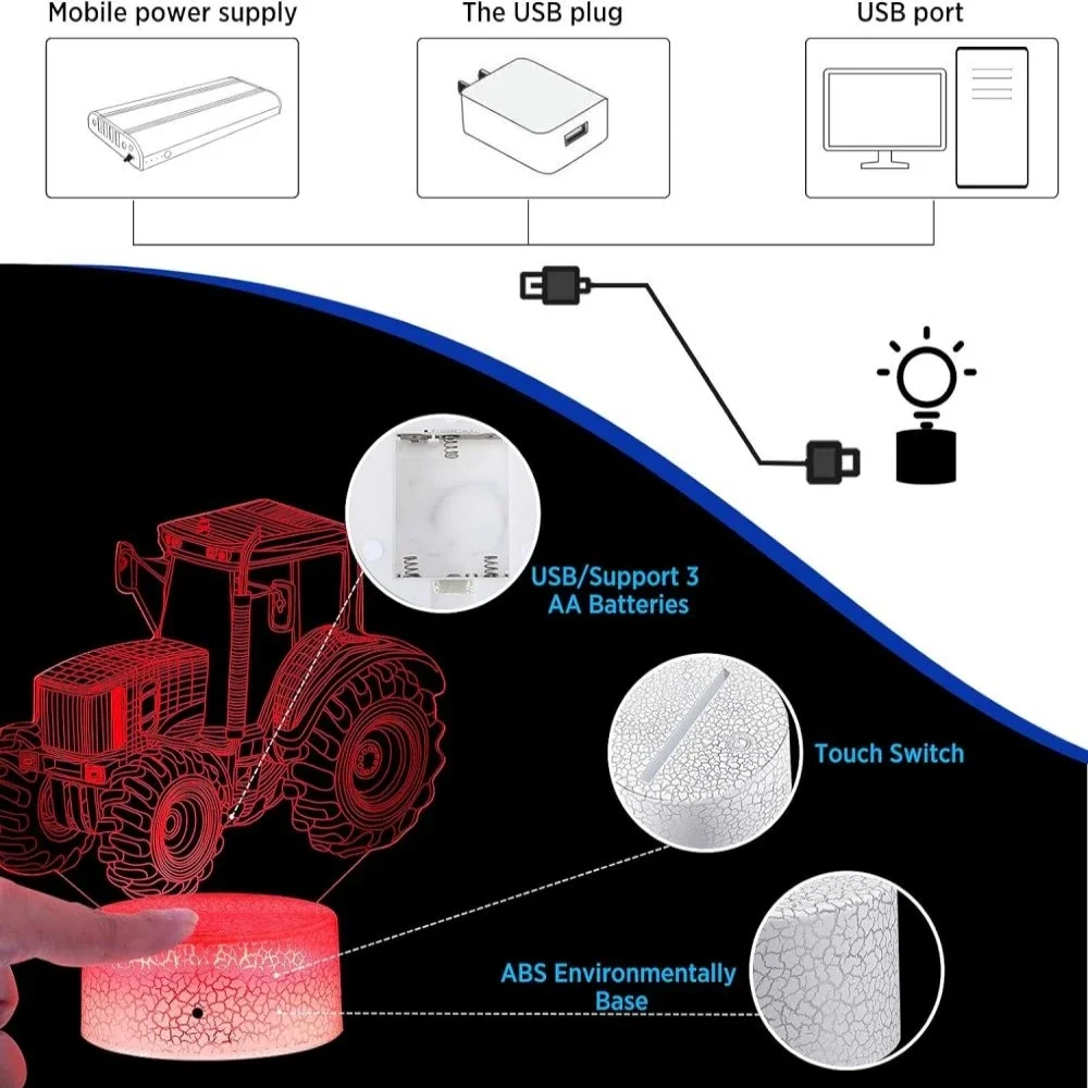 Podstawa lampy 3D 6/12 szt. Lampka nocna LED DIY Przezroczyste arkusze akrylowe RGB Kolorowe dotykowe lampy dziecięce Wystrój sypialni