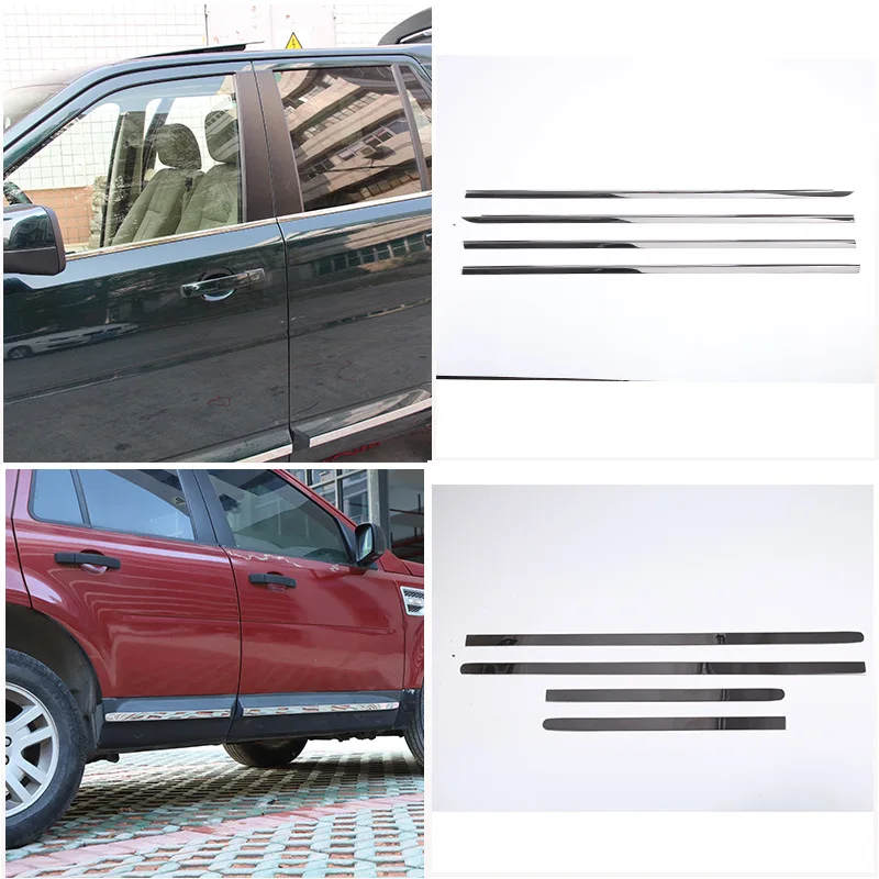 Car window strip and door edge strip suitable For Land Rover Freelander 2 stainless steel glossy 4-piece set