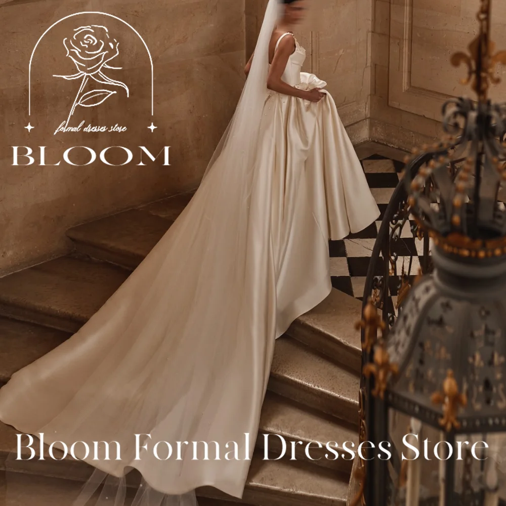 Bloom-Robe de Soirée Personnalisée à Col Carré en Clip Solide, Corset à Bretelles Spaghetti, Élégant et Luxueux