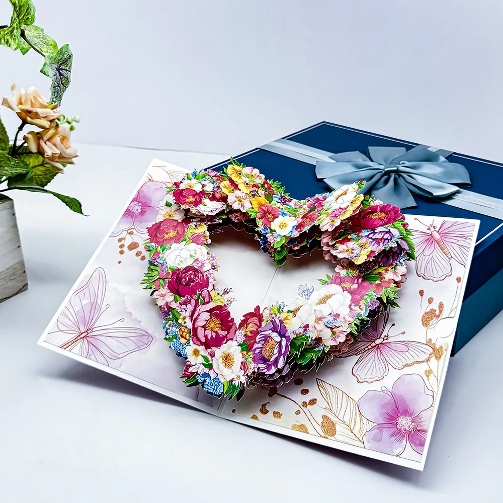 3D Pop-Up Herzförmige Blumen-Grußkarten Muttertag Hochzeitskarte Jubiläum Valentinstag Geburtstagsgeschenkkarte Handgemacht – Detail 7