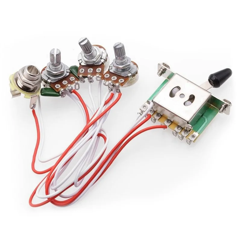 RTSHE-หม้อสําหรับ Strat กีตาร์ 1 Volume 2 Tone Control 5 Way Switch 3-500K หม้อสีดํา St ปิด Single Coil Pickup Cover
