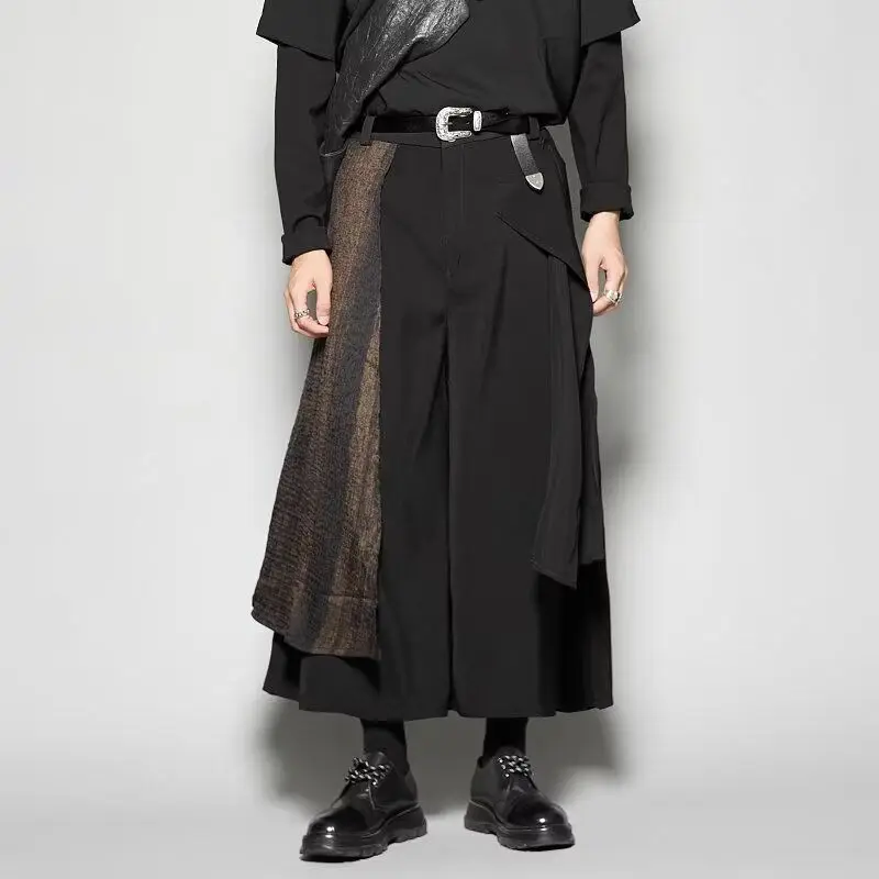 

Retro Design Men's Pants Japan Harjuku YY Design Casual Y2k Black Pants Baggy Wide Leg Trousers Stylish Streetwear Party Cloth