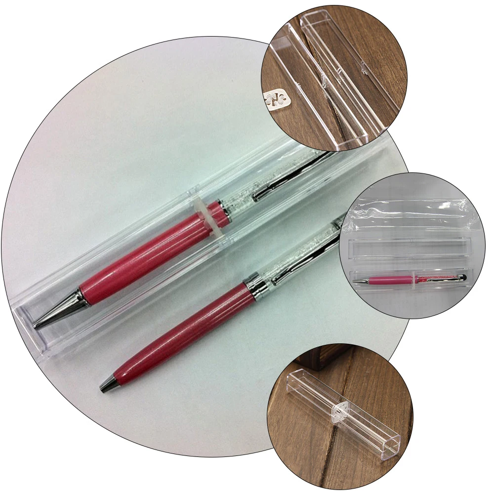 

15Pcs Transparent Pen Case Clear Plastic Student Stationery Gift Box Ballpoint Gel Pen Storage ganizer Kids Students