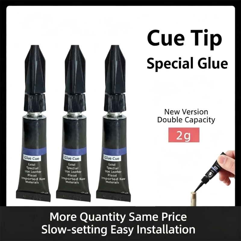Pool Cue Tip Adhesive for Billiard Cue Repair and Tip Replacement, Single Tube Adhesive for Controlled Application and 69HD