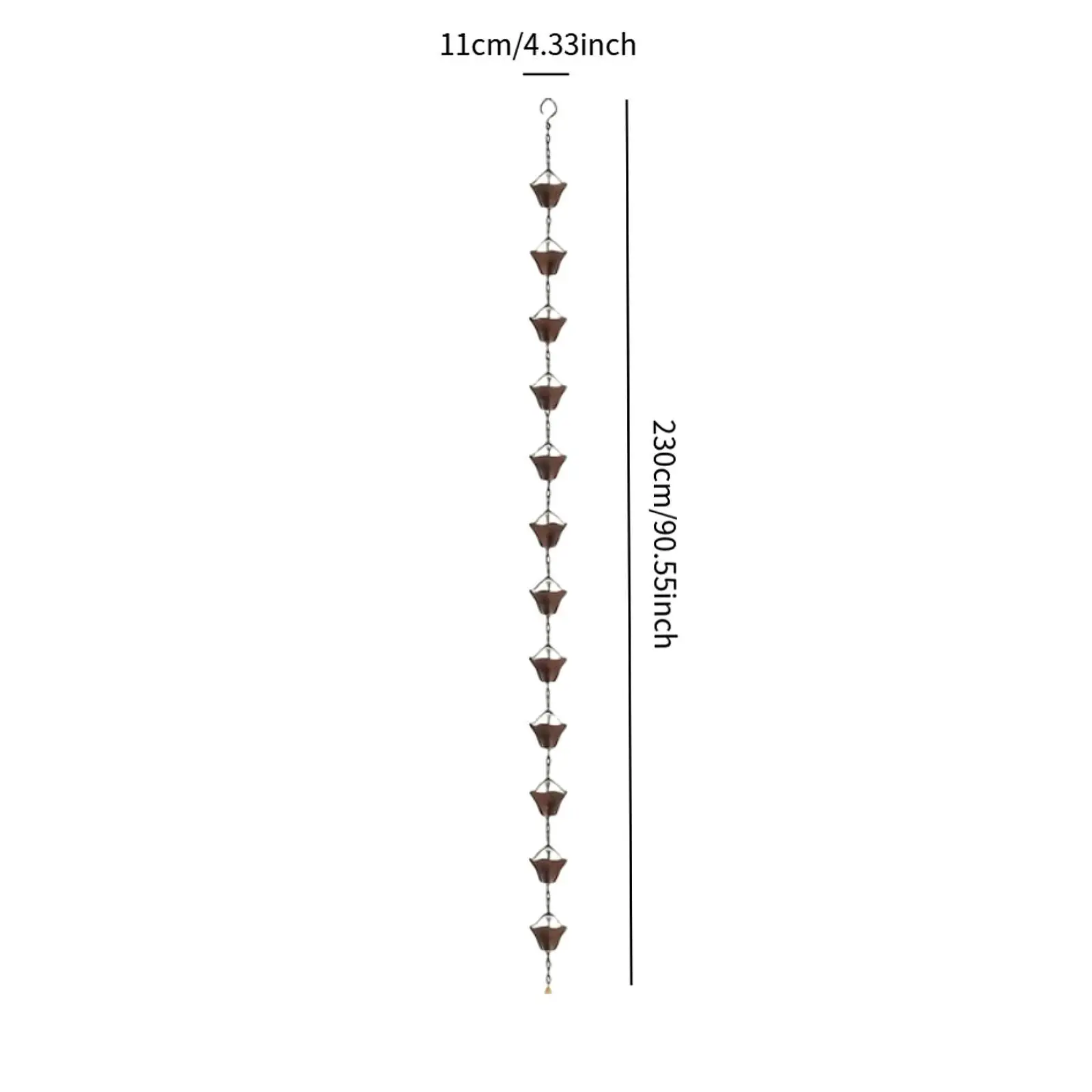 Outside Rain Chains Rainwater Catcher Bronze 2.3M Decorative Adjustable for Eaves Drainage for Garden Awnings Backyard Roofs