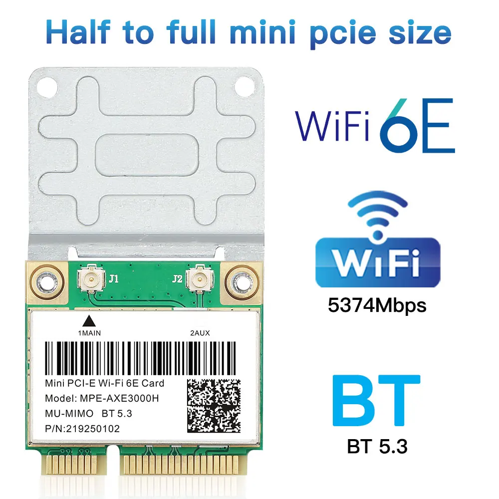 WiFi 6E AX210 Mini PCI-E Wifi Network Card BT 5.3 Tri Band 2.4G/5G/6Ghz 802.11AX 5374Mbps Wireless Adapter For Desktop Laptop