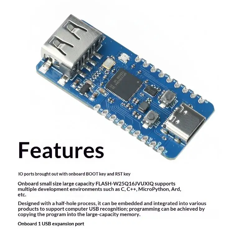RP2350 USB-A Entwicklungsboard RP2350_V2 Mikrocontroller-Prozessor basierend auf RP2350A Erweiterungsboard I/O programmierbar Typ C – Detail 16