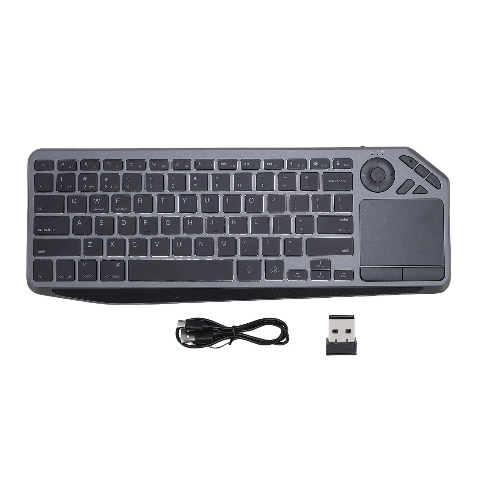 

Wireless Touch Keyboard with Touchpad Multimedia Hotkey 7 Color Backlight 2.4G Bluetooth Dual Mode TV Keyboard for Laptop Tablet